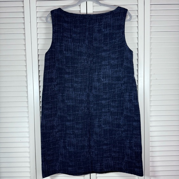 Eileen Fisher Crosshatch Cotton Tencel Stretch Boat Neck Dress Medium - Picture 4 of 7